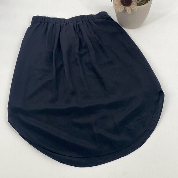 Madewell Womens‎ Black 100% Silk Island Midi Pencil Skirt Black Pockets XS - Picture 4 of 10